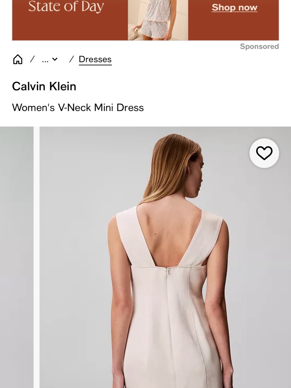 Calvin Klein Cream V‑Neck Mini Dress